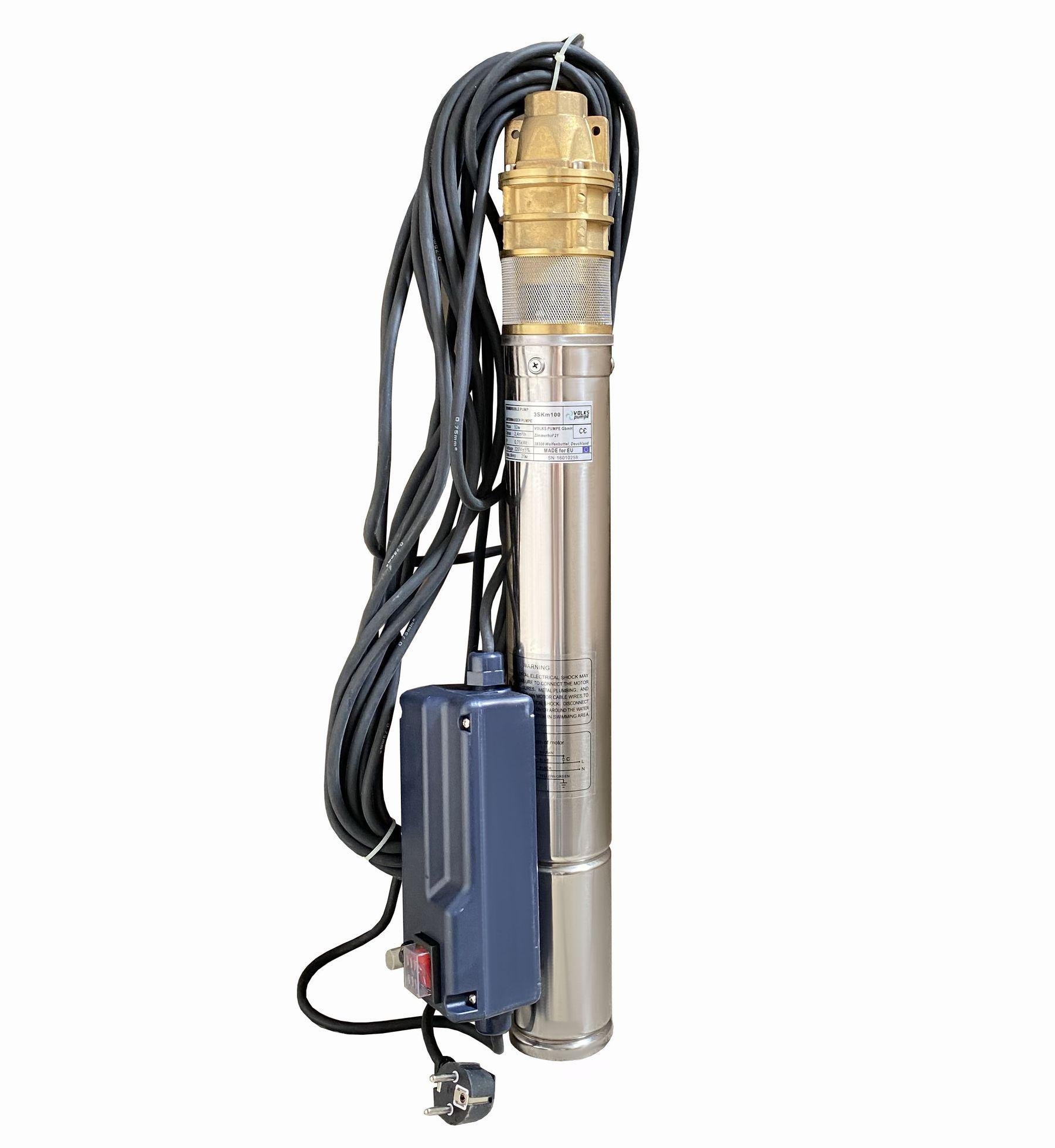 Насос скважинный вихревой VOLKS pumpe 3SKm100 0,75 кВт + кабель 15 м + пульт