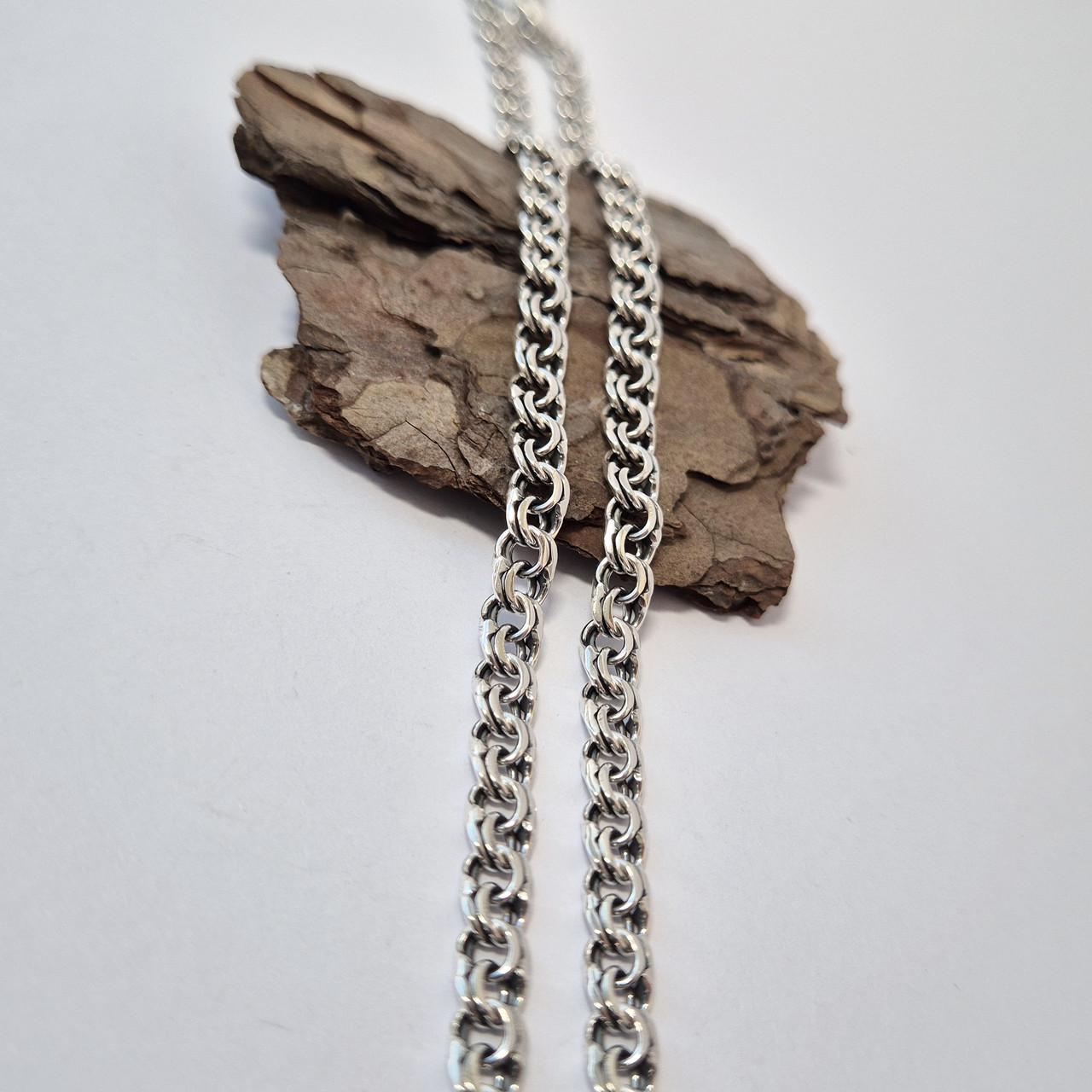 Цепочка плоская бисмарк серебро 925 пробы черненное 21,3 г 60 cм (л11)