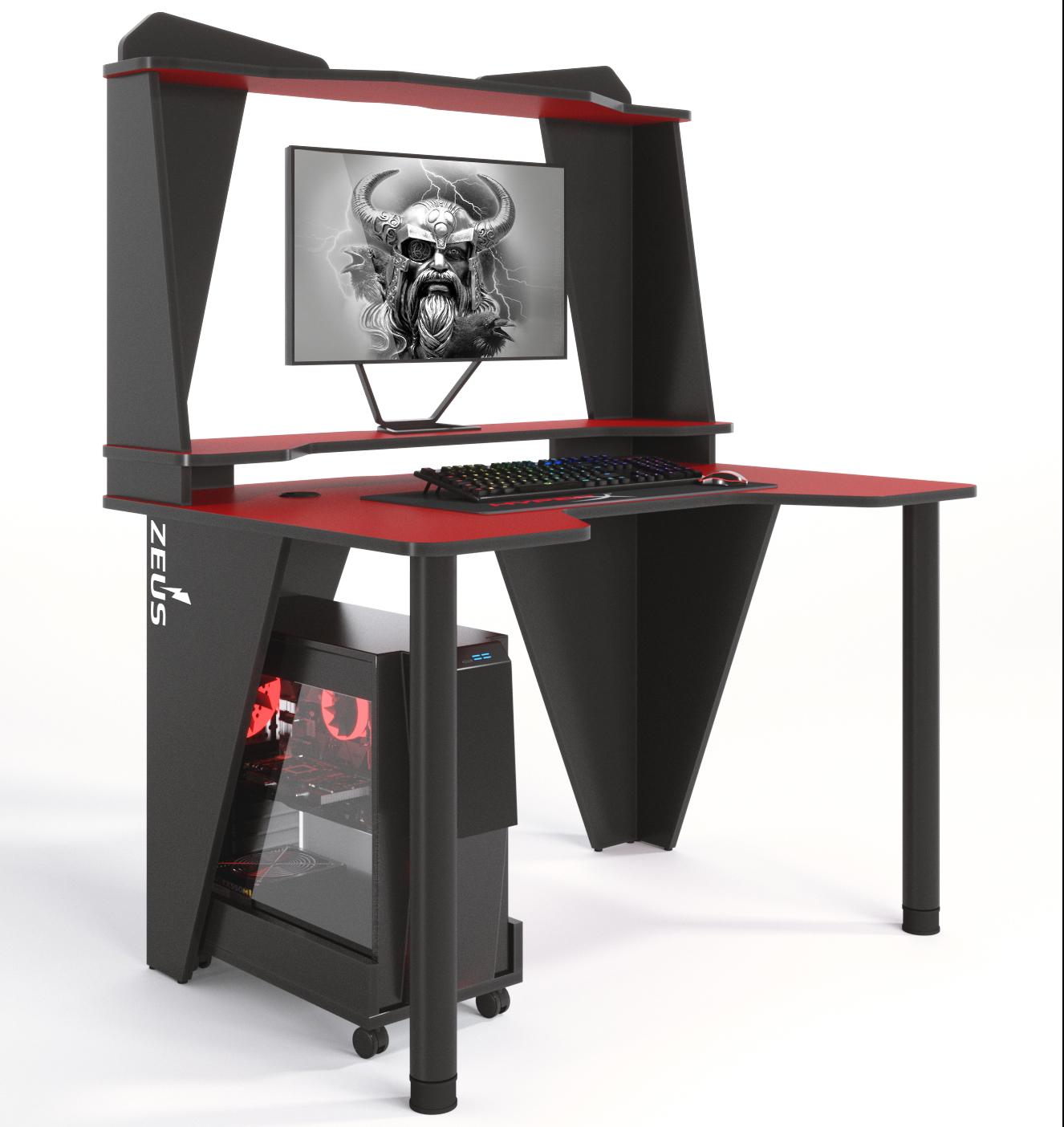 Стол геймерский Zeus IVAR-2 с надстройкой ЛДСП 1200 мм Красный/Черный (IV-214) - фото 3 Стол геймерский Zeus IVAR-2 с надстройкой ЛДСП 1200 мм Красный/Черный (IV-214) - фото 3