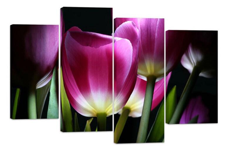 Модульна картина KIL Art Пурпурові тюльпани на холсті з чотирьох частин 89x56 см (M4_M_406)