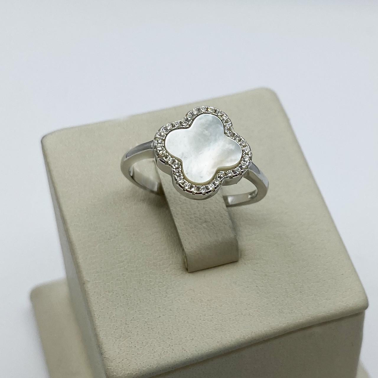 Кольцо серебряное Клевер с перламутром р. 17 2,98 г (1976851954)