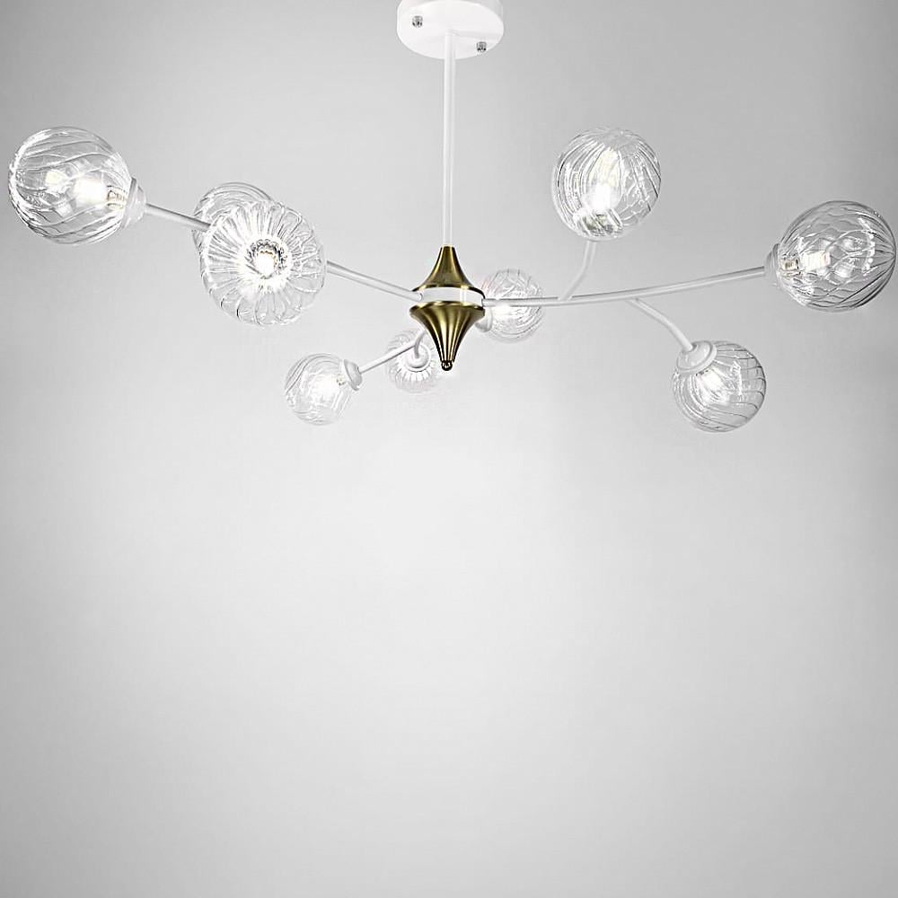 Люстра с поворотными веточками на 9 прозрачных плафона Белый (K 21/9 WT+CL new)