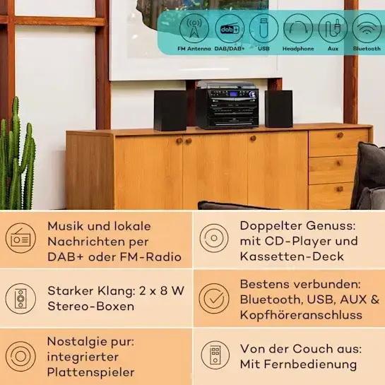 Акустична стереосистема Програвач вінілу Auna 388-DAB+ (10034091) - фото 4 Акустична стереосистема Програвач вінілу Auna 388-DAB+ (10034091) - фото 4