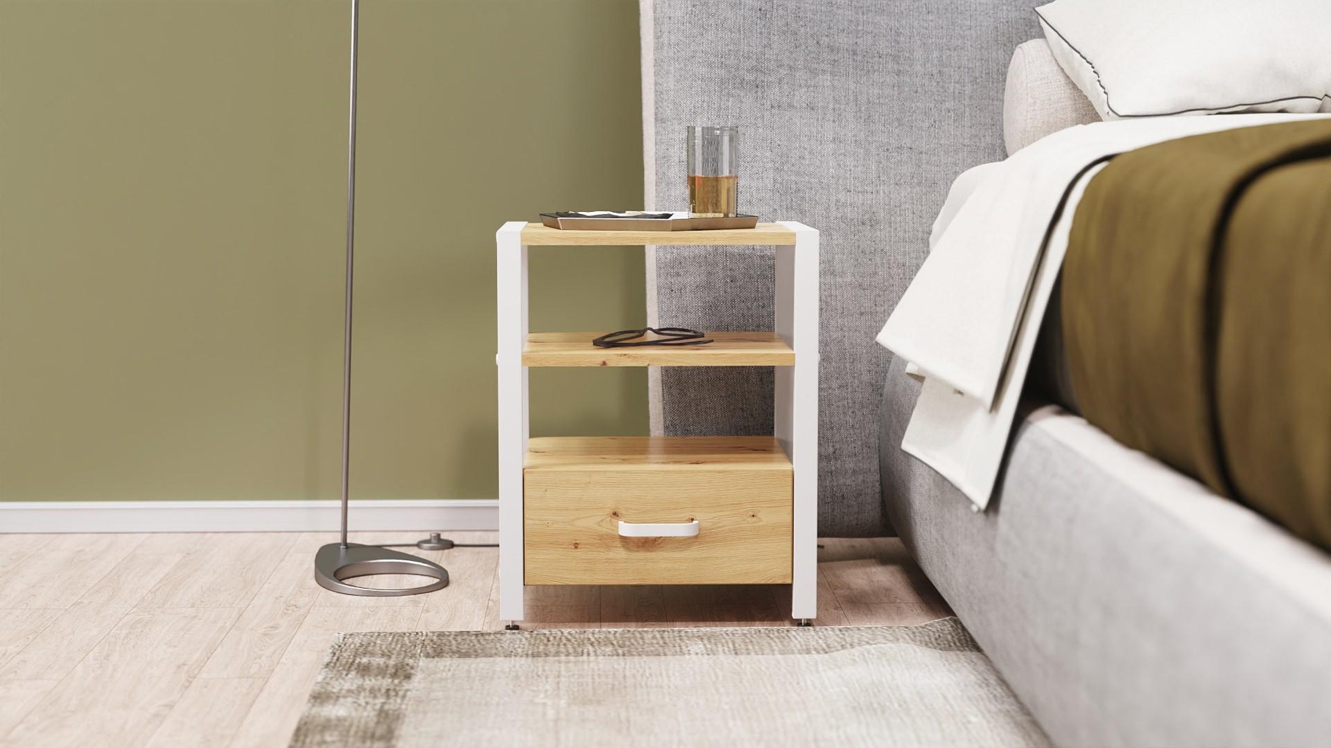 Тумба универсальная Ferrum-decor Вивьен 1/1 ДСП 16 мм 50x41x40 см Белый/Дуб Артизан (FRD-104147)