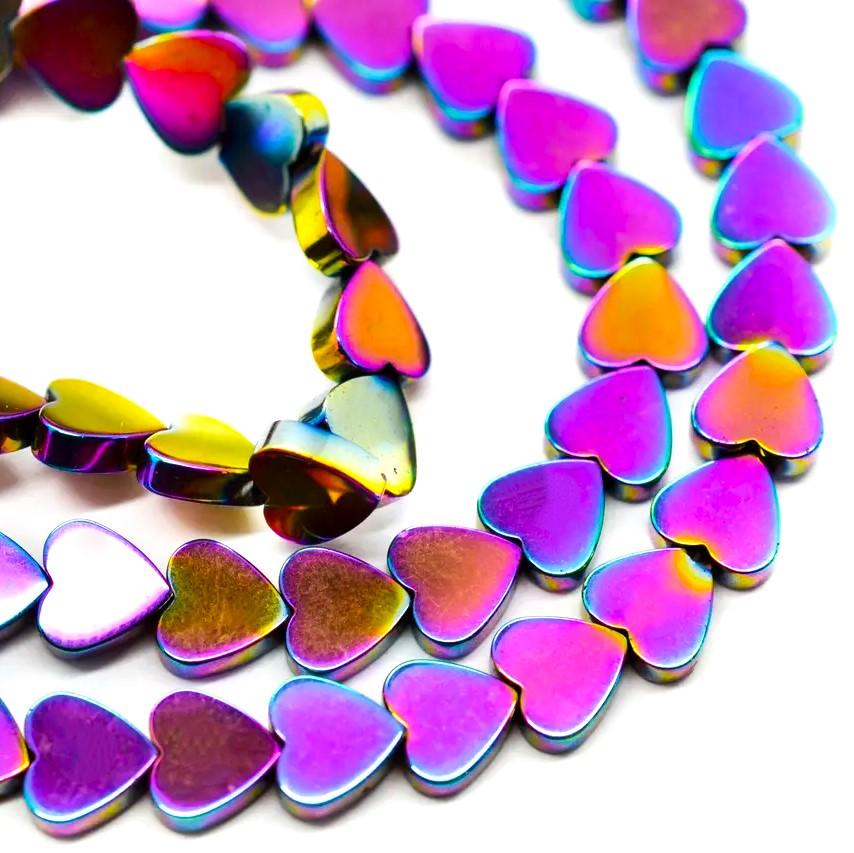 Бусины Сердце Гематит 6х2 мм Рондель нить 40 см Разноцветный (БГ0602с36)