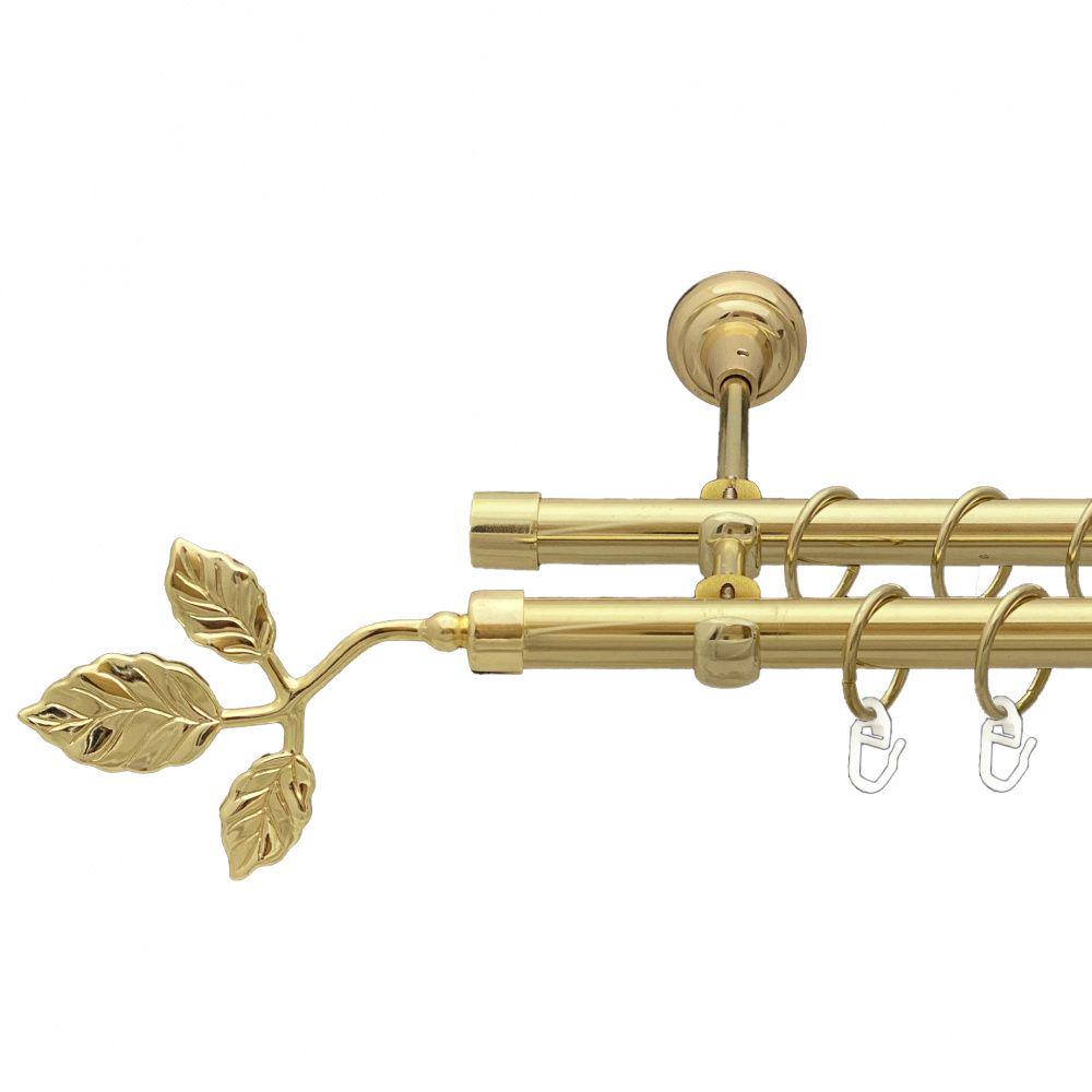 Карниз металлический Orvit Тоскана двухрядный открытый/гладкая труба/кольцо металлическое Золото 19/19 мм 300 см (00-00013161)