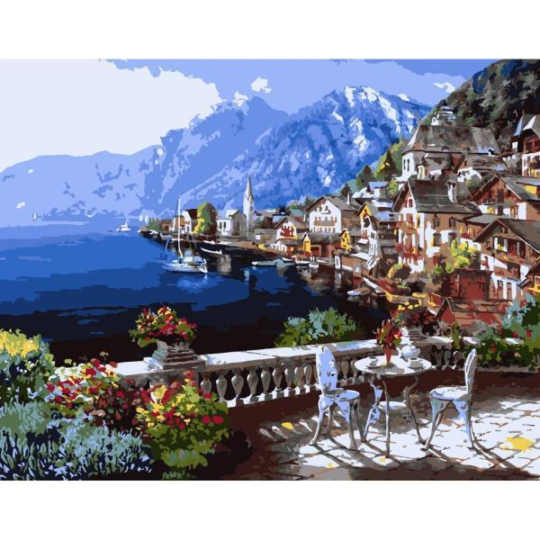 Картина по номерам Strateg Морская Столик на террасе 40х50 см в термопакете (VA-0371-mt)