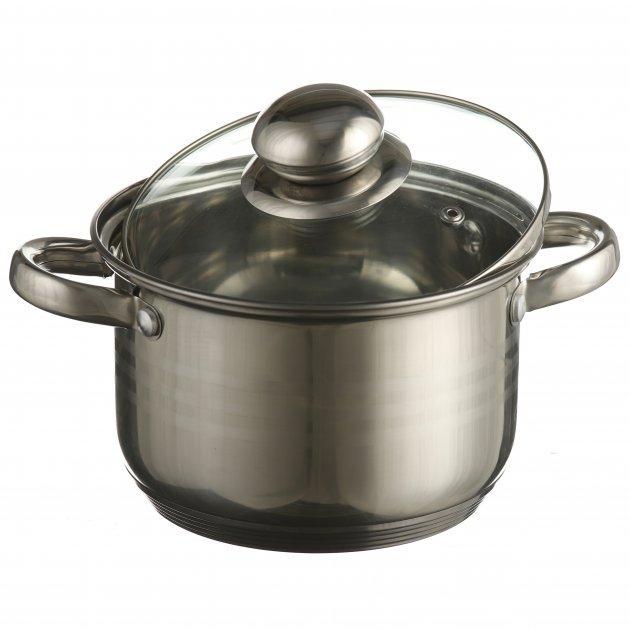 Каструля з нержавіючої сталі зі скляною кришкою 2,9 л ø 18 см - фото 2 Каструля з нержавіючої сталі зі скляною кришкою 2,9 л ø 18 см - фото 2