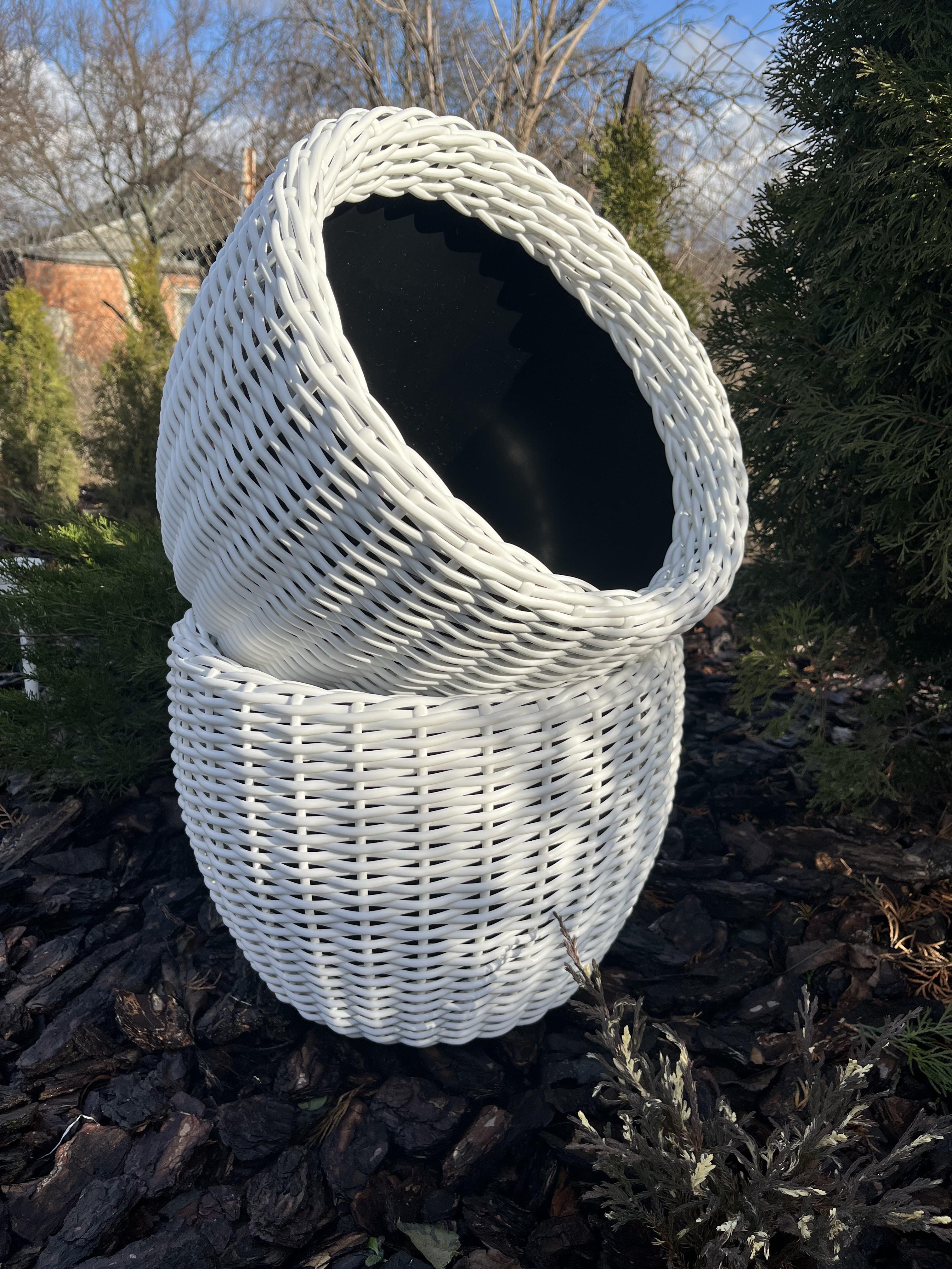 Кашпо для квітів зі штучного ротанга 20 л Білий (27927850) - фото 2 Кашпо для квітів зі штучного ротанга 20 л Білий (27927850) - фото 2