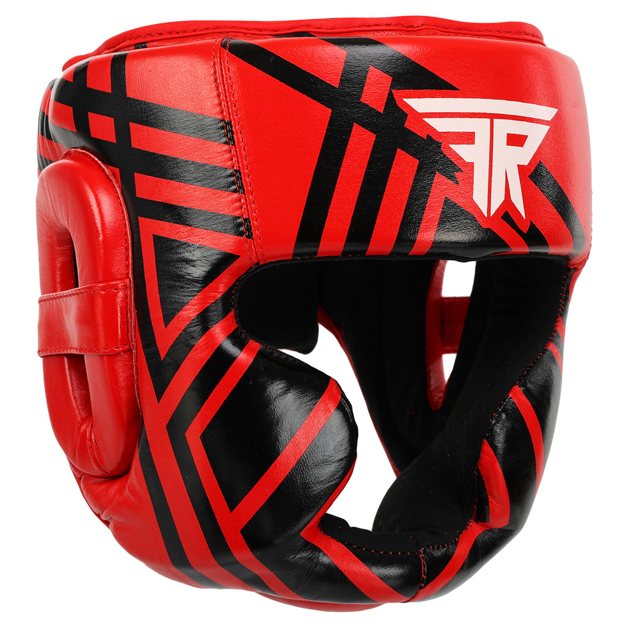 Шлем боксерский кожаный FISTRAGE VL-7922 с полной защитой XL Красно-черный (31773791)