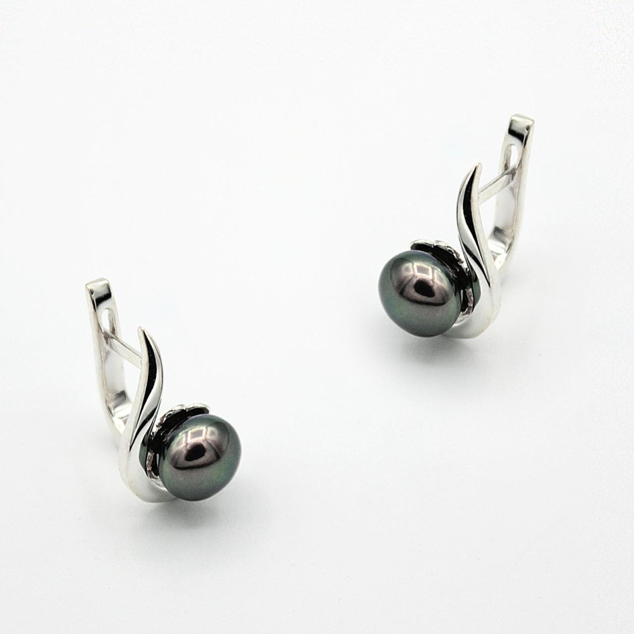 Серебряные серьги с жемчугом Загадка