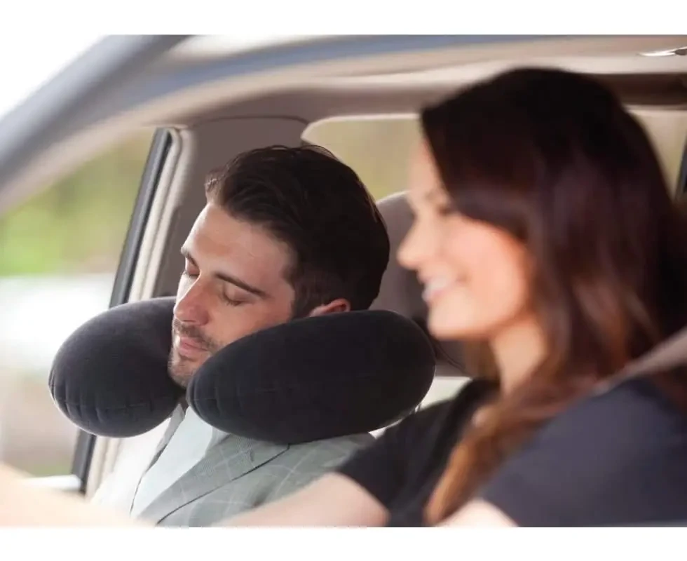 Надувная флокированная подушка-подголовник туристическая - фото 2 Надувная флокированная подушка-подголовник туристическая - фото 2