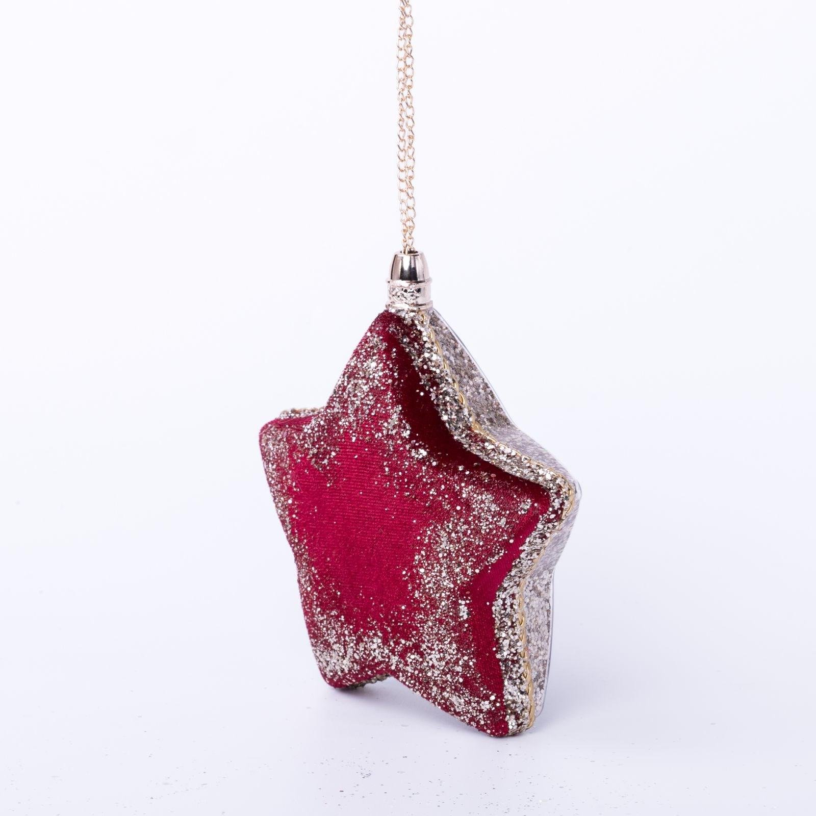 Іграшка на ялинку Флоріаль "Бургунд" зірка 10 см Золотий/Бордовий (1933)