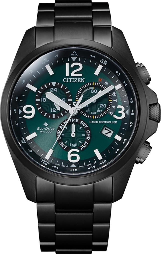Наручные часы мужские Citizen CB5925-82X с сапфировым стеклом/стальным корпусом/зеленым циферблатом и водозащитой 200 м