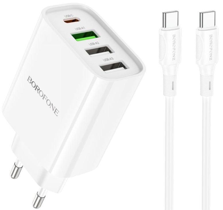 Пристрій зарядний Borofone BA79A QC3.0 3 USB 1Type C020W кабель Type-C White (36750)