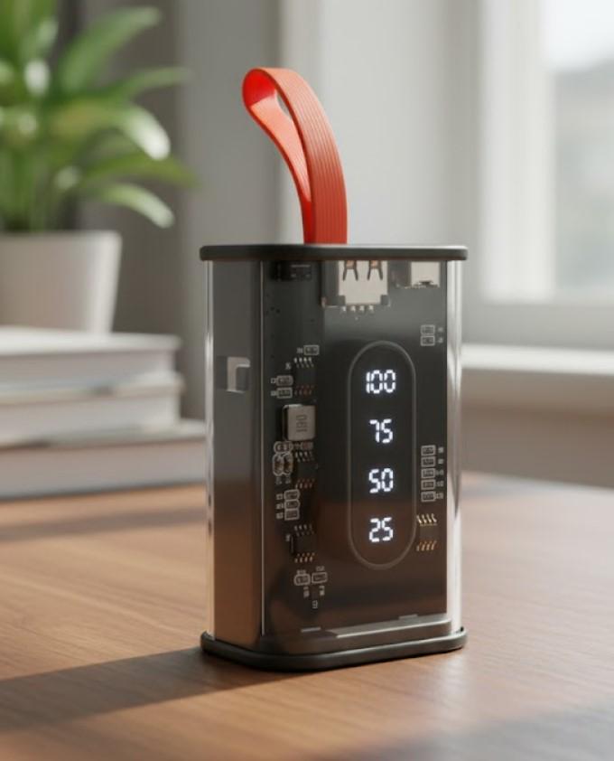 Повербанк з LED-дисплеєм і прозорим дизайном 10000 мАг Чорний (2104618814) - фото 5 Повербанк з LED-дисплеєм і прозорим дизайном 10000 мАг Чорний (2104618814) - фото 5