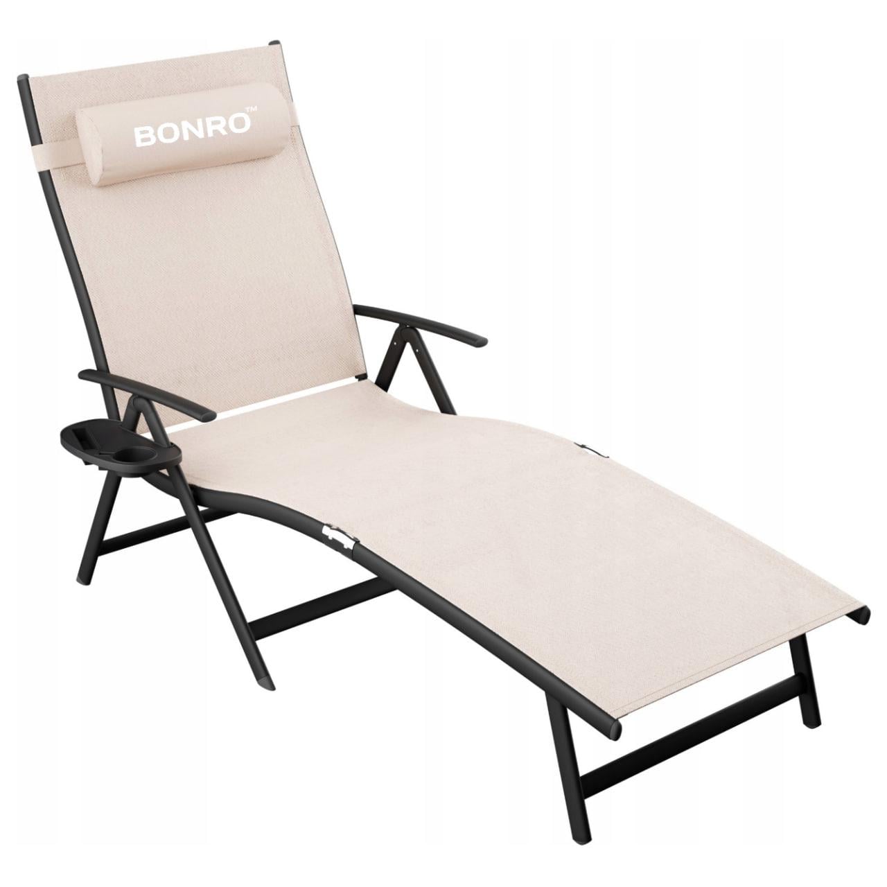Шезлонг садовий Bonro BG-008 з алюмінієвою рамою Бежевий (7072)