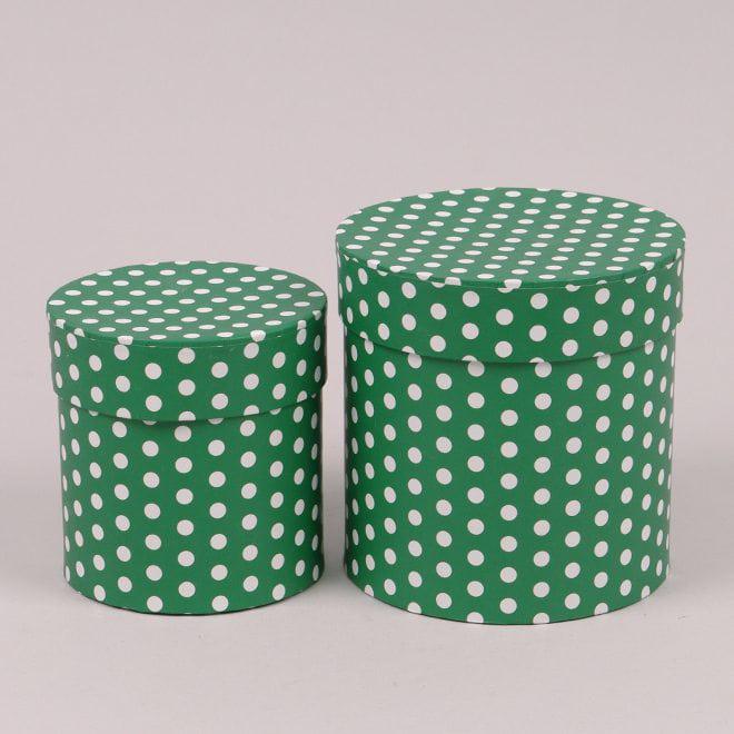 Комплект коробок для цветов Flora 2 шт. Зеленый в белый горошек (39867)