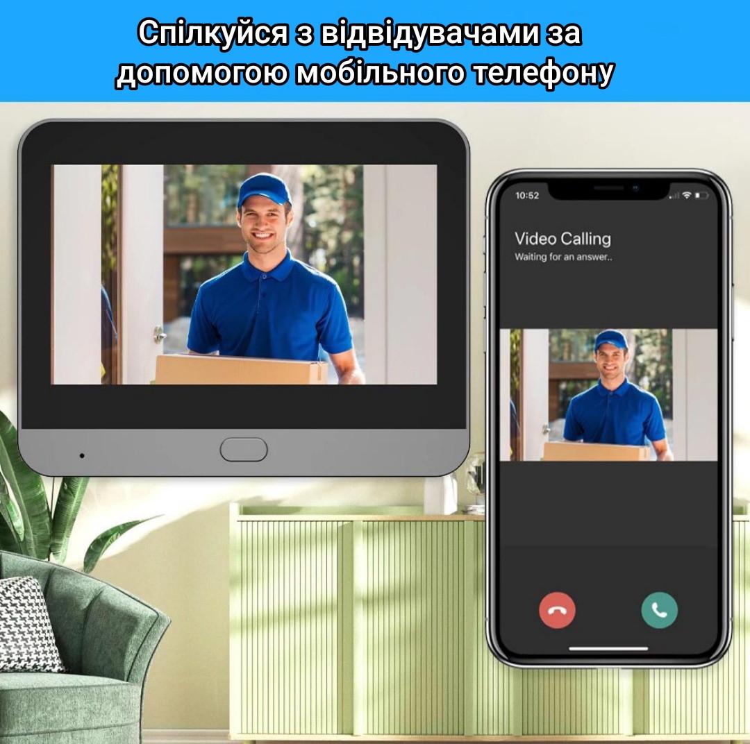 Відеодомофон бездротовий Tuya Smart Life Wi-Fi 4,3" 5000 mAh з датчиком руху (2540110079) - фото 4