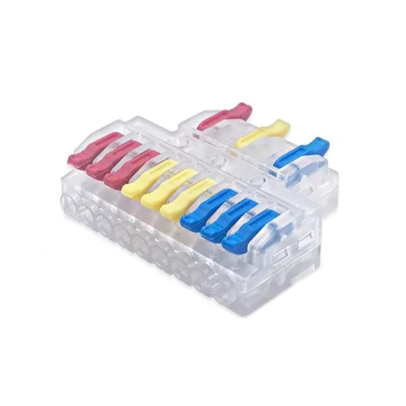 Клемма разветвляющая Tactix 0,08-4 мм2 32А 1-3+1-3+1-3 одинарная 41,5х48,7х14,8 мм крепеж 3,1 мм Разноцветный (KV439Tc)