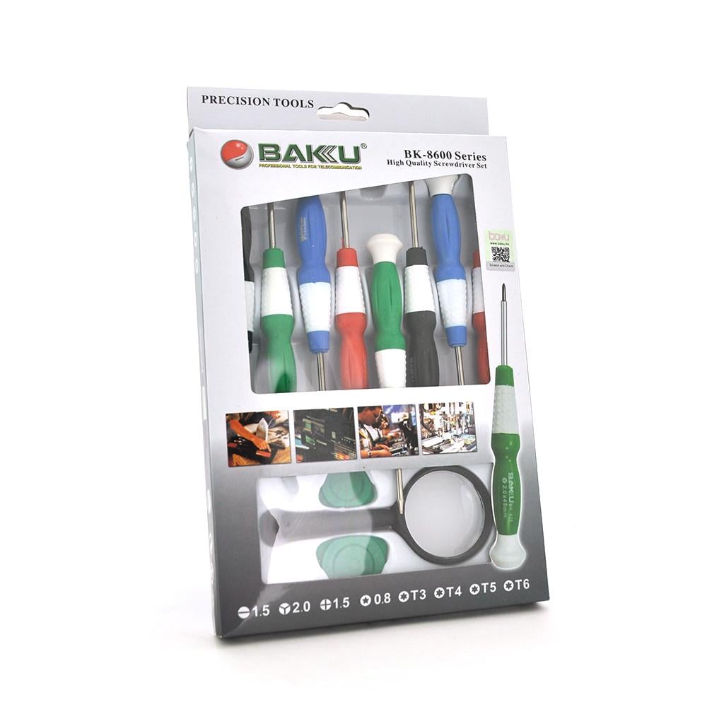 Набір інструментів BAKKU BK8600 викрутки/2 медіатора і лупа (DR011196)