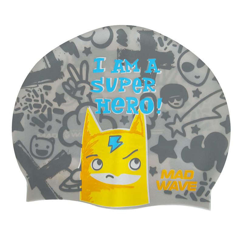 Шапочка для плавания Mad Wave юниорская Junior Super Hero M057003 Серебряный (60444267)