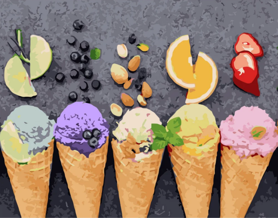 Картина по номерам Strateg Рожки фруктового мороженого 40x50 см (VA-3753)