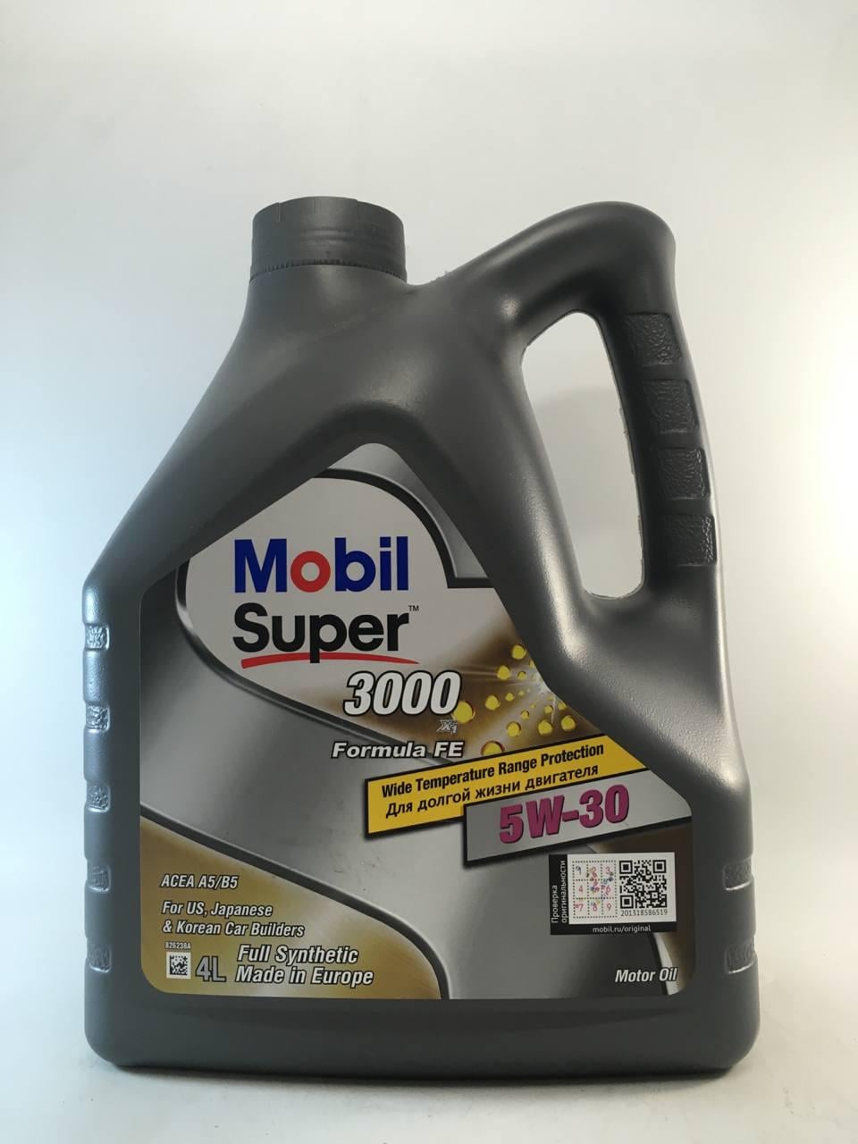 Моторное масло Mobil Super 3000 Formula FE A5/B5 SL/SP/SQ/CF 5W-30 4 л (152056)