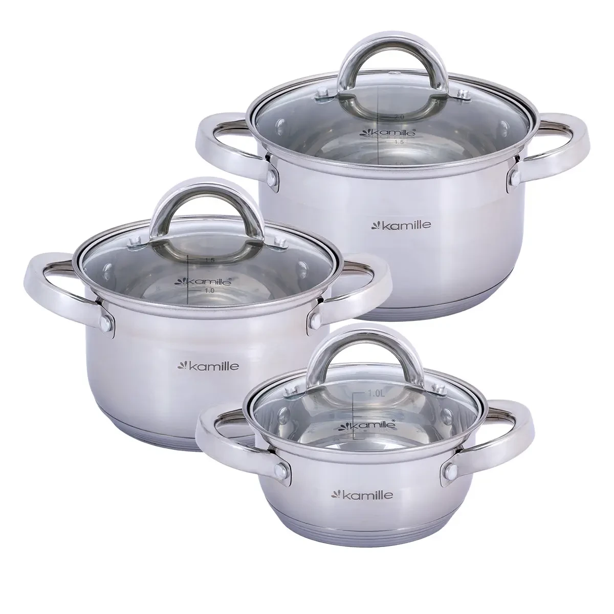 Набор кастрюль Kamille из нержавеющей стали 6 пр. (KM-5628S) - фото 8 Набор кастрюль Kamille из нержавеющей стали 6 пр. (KM-5628S) - фото 8