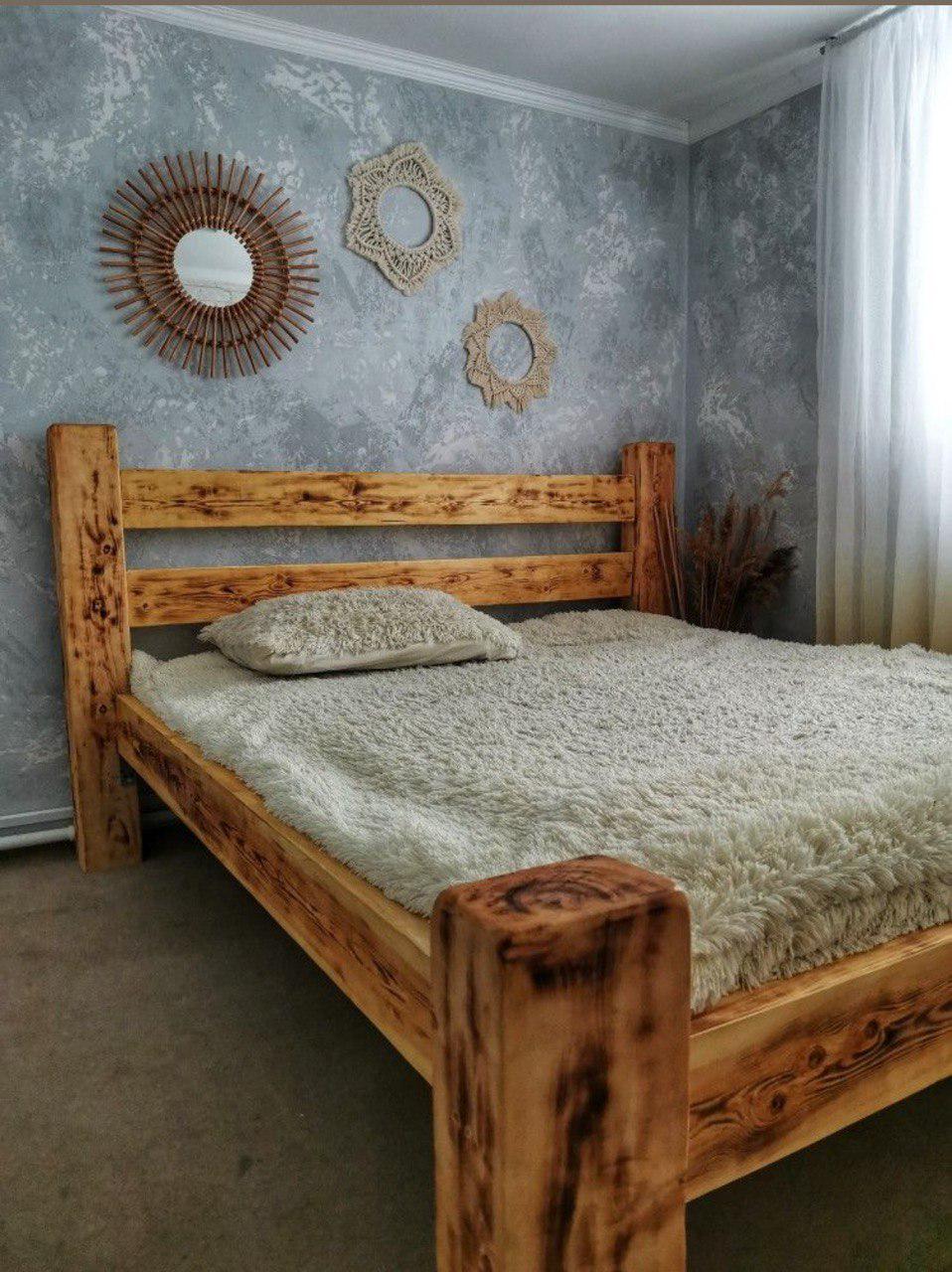 Кровать с натурального дерева сосна 2000х1600х350 мм Коричневый (LD26577963) - фото 2 Кровать с натурального дерева сосна 2000х1600х350 мм Коричневый (LD26577963) - фото 2