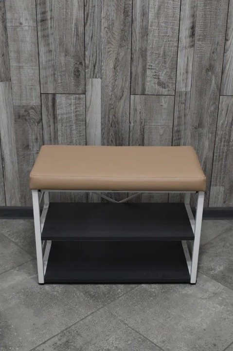 Банкетка для взуття металева з м'яким сидінням 32х47х60 см Кавовий (28375243)