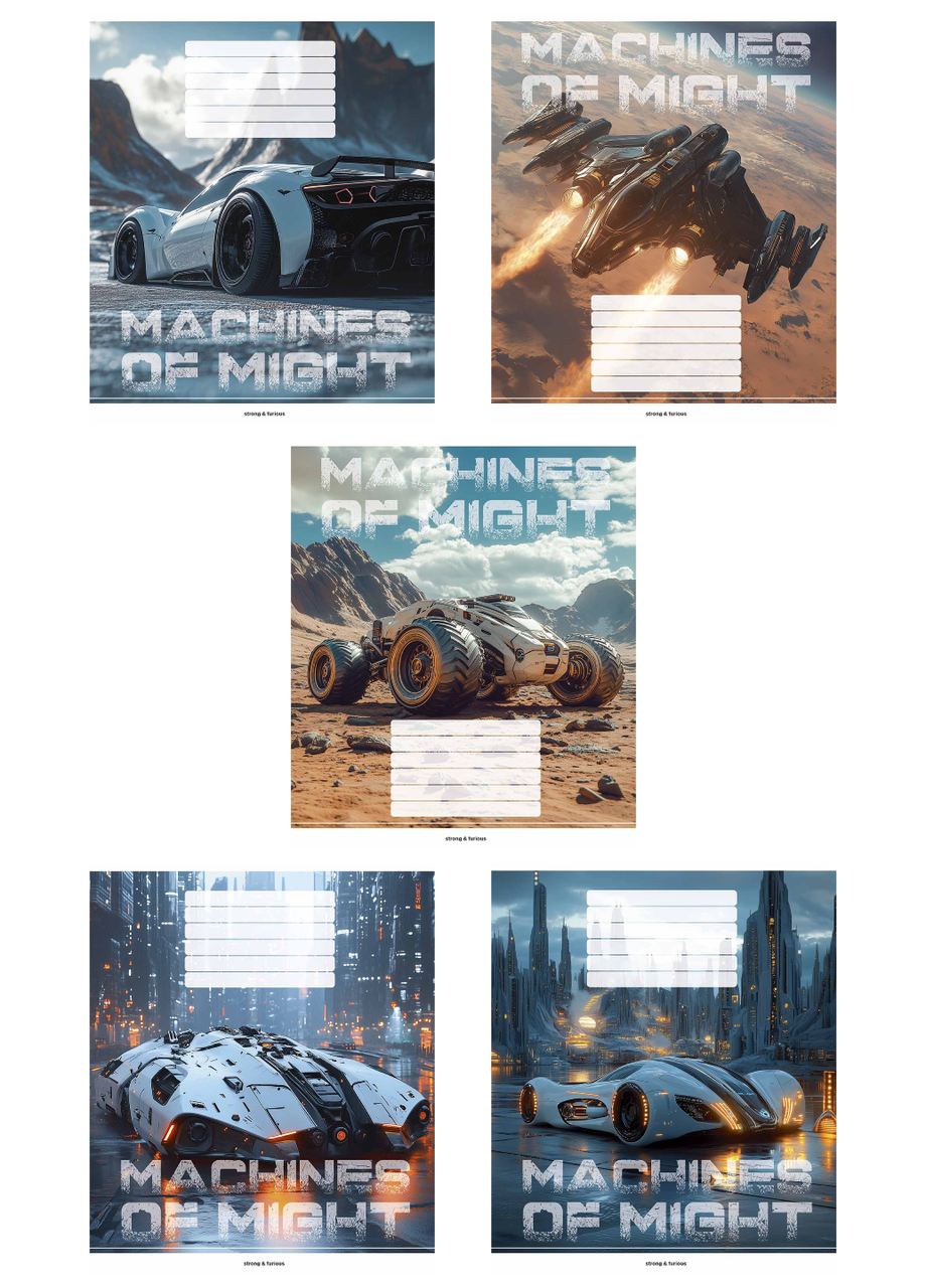 Набор школьных тетрадей Школярик Machines of might в клетку 12 л. 5 шт. (3517 4820006472054)
