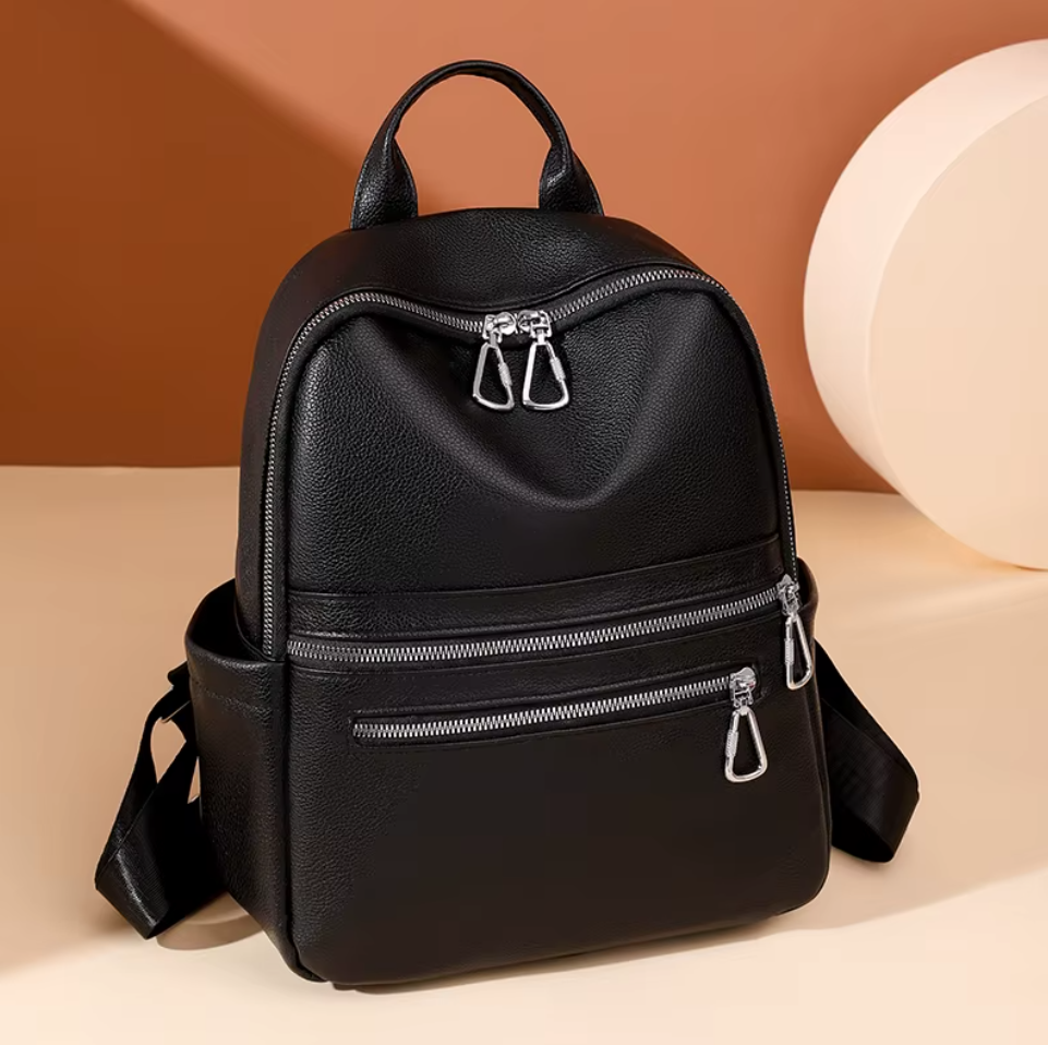 Городской рюкзак женский кожаный Черный (РМА063)