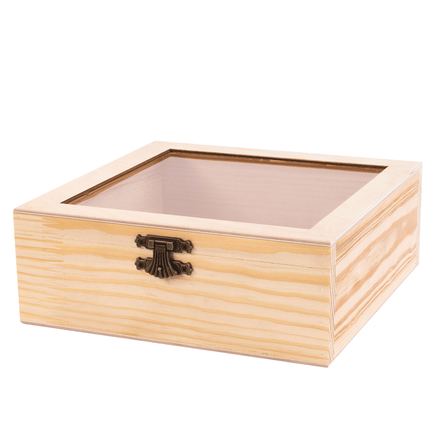 Скринька для декупажу Rosa Talent дерев'яна з замком та прозорим верхом 20х20х8 см (4823100265386)