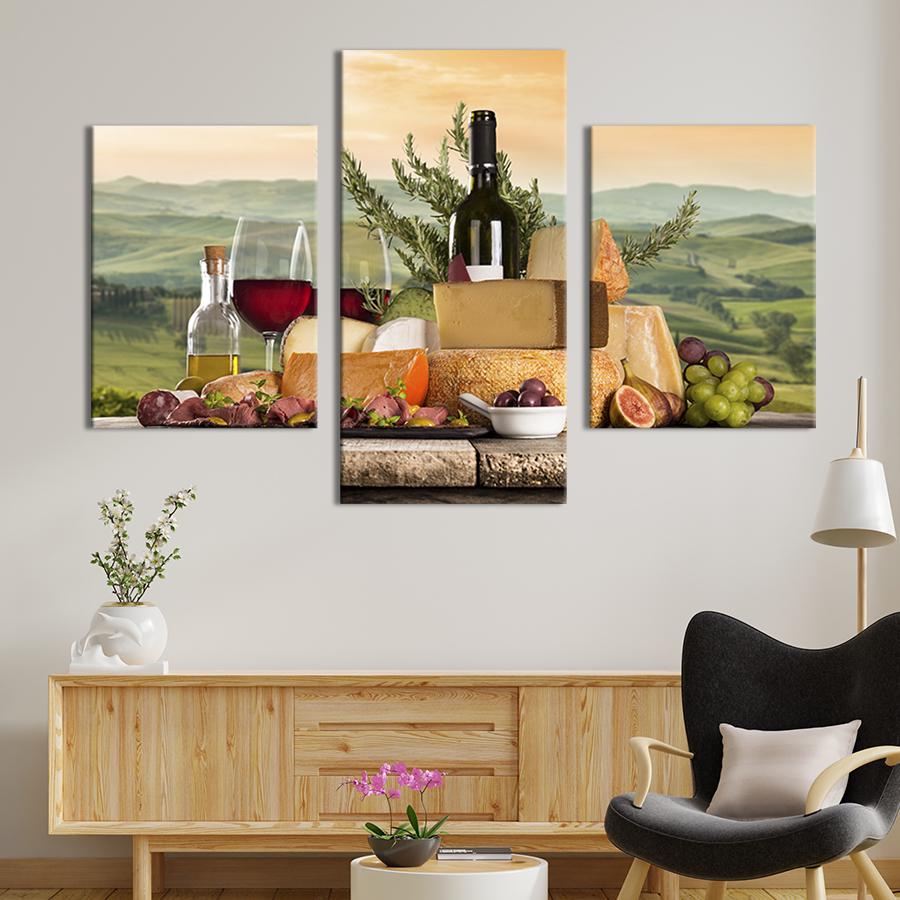 Картина для интерьера Сыр и красное вино 141x90 см (304-32)