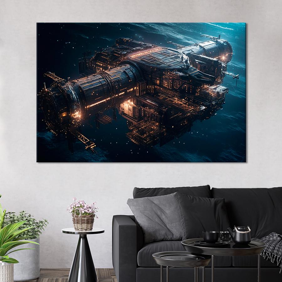 Картина космос Огромный космический корабль 51x34 см (A1304-1)