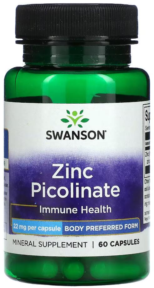 Цинк Пиколинат Swanson Zinc Picolinate Body Preferred Form 22 мг 60 капсул