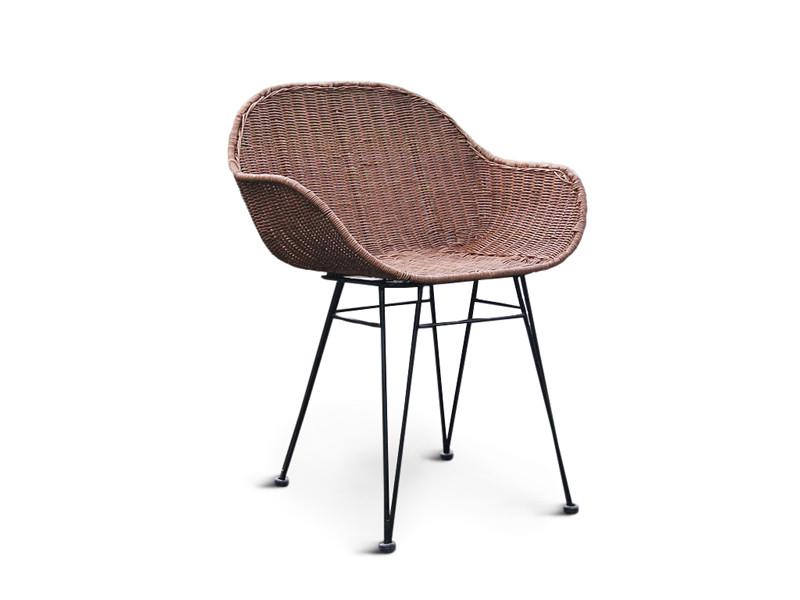 Кресло плетеное из натурального ротанга на металлическом каркасе 2 шт. Коричневый (cr-ok48211)