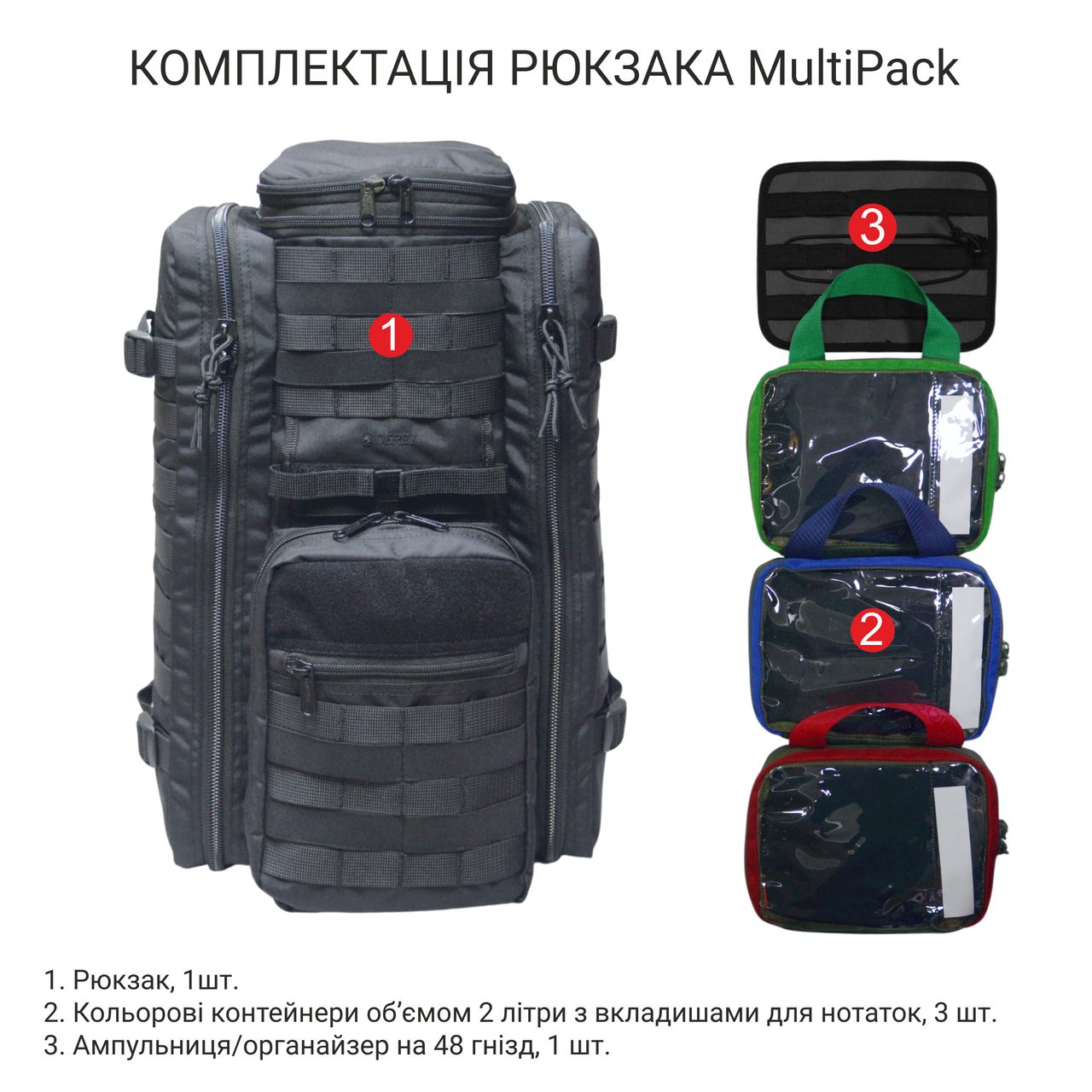 Рюкзак боевого медика Derby MultiPack с отделом для нош волокуш Черный (2558929445) - фото 3 Рюкзак боевого медика Derby MultiPack с отделом для нош волокуш Черный (2558929445) - фото 3