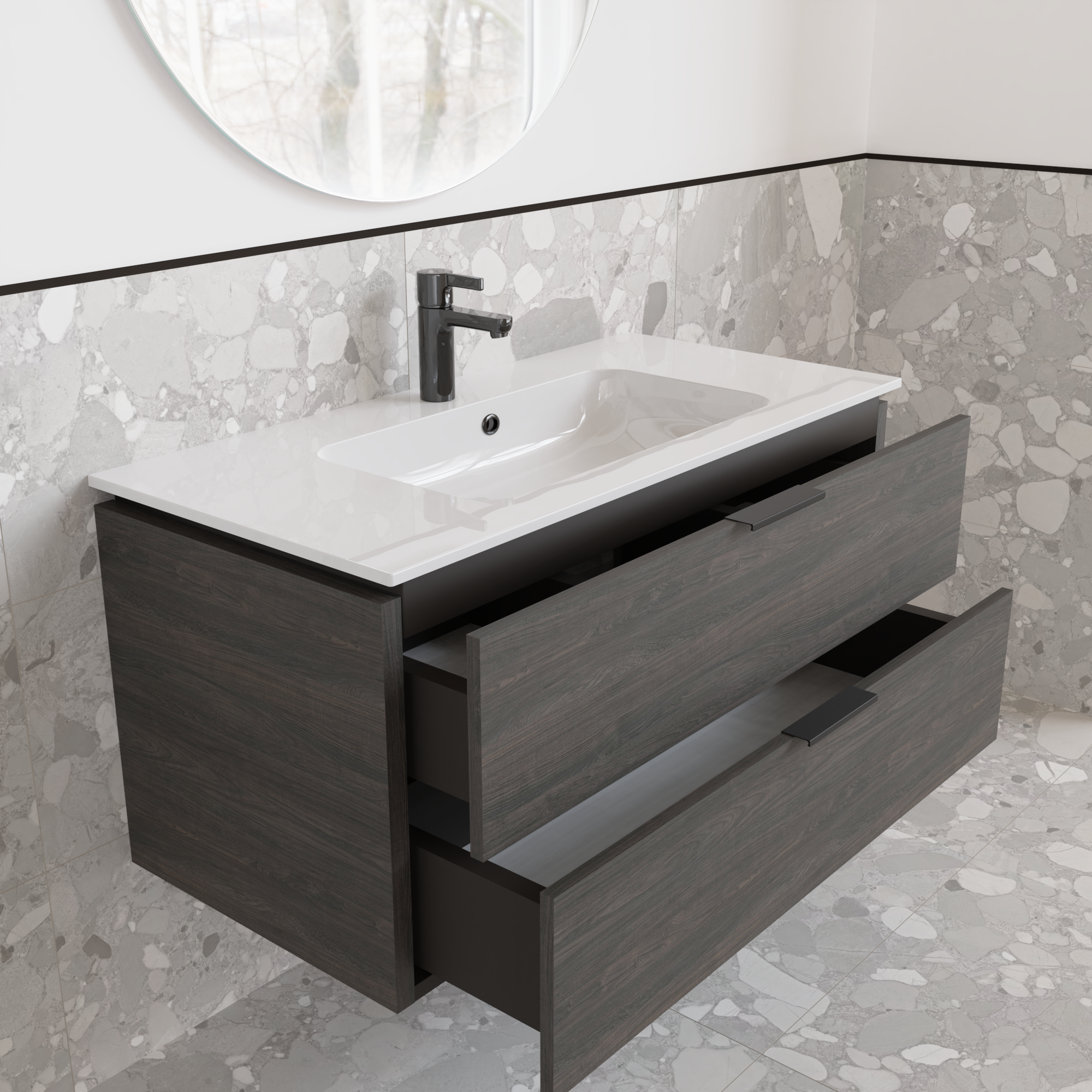 Тумба підвісна з раковиною MVK Vostok Icon 100 В2 1000х450х530 мм Морське дерево Карбон (p2100kb) - фото 3 Тумба підвісна з раковиною MVK Vostok Icon 100 В2 1000х450х530 мм Морське дерево Карбон (p2100kb) - фото 3