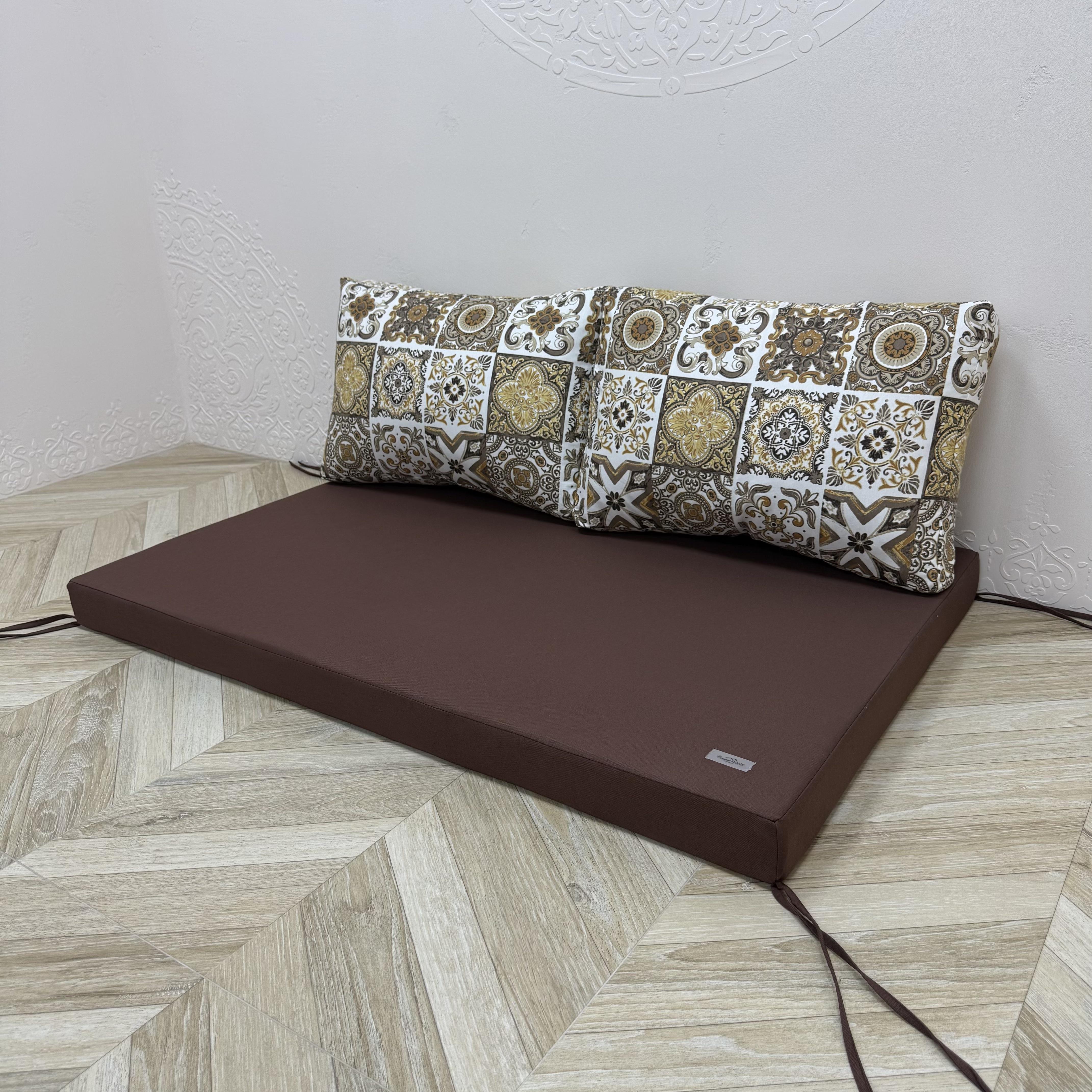 Комплект матрас с подушками Comfort Home Abstraction mocha на поддоны/качели/каркасы/садовая мебель панама 120х60х40х10 см