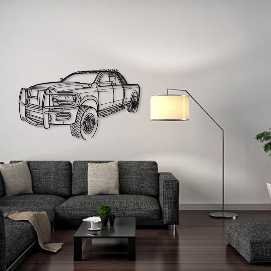 Декор на стену авто Ram 2500 Angle Silhouette из металла 100 см (auto137)
