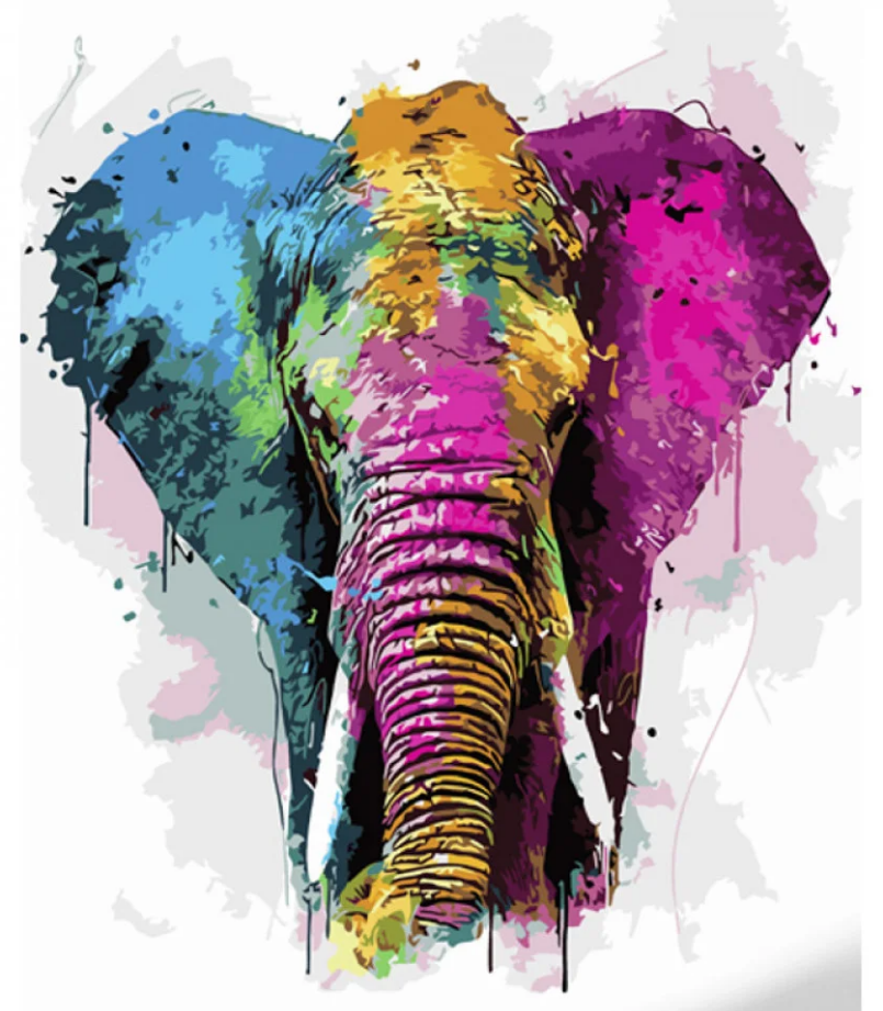 Картина по номерам Strateg Разноцветный слон 40x50 см (GS1072)