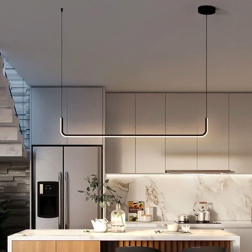 Люстра линейная LED в скандинавском стиле 120 см Черный (H28L-1-1200 BK)