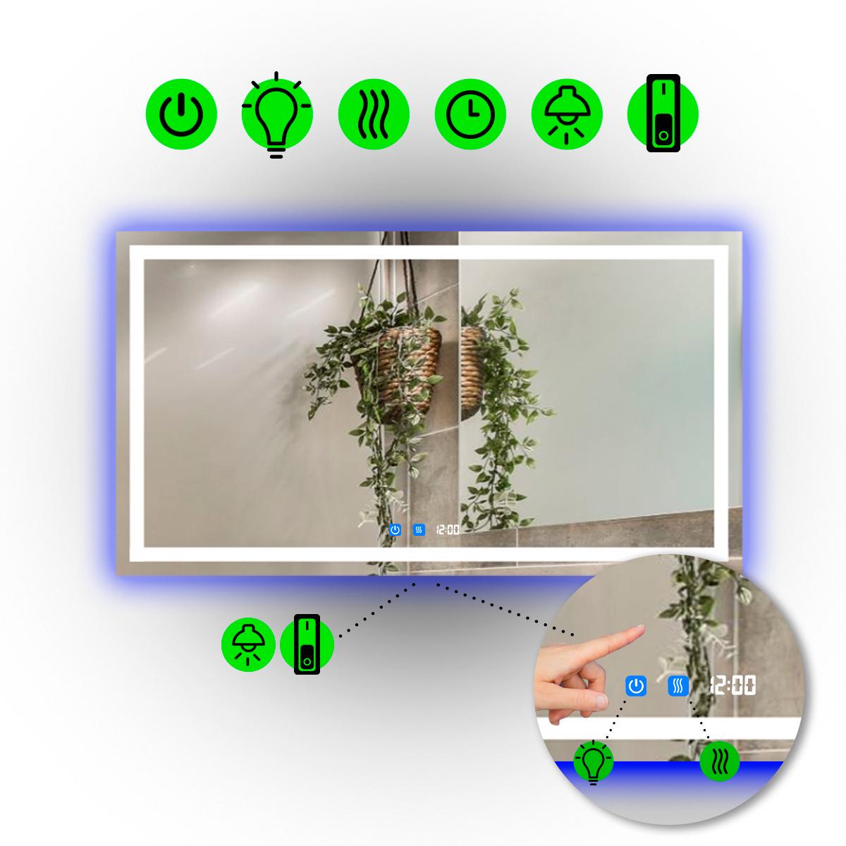 Зеркало Karnet Led с двумя сенсорами часами механическим включателем и подогревом 80x60 см (Karnet/800x600/214151/26/1)