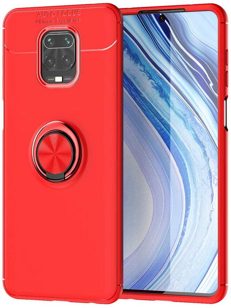 Чохол з кільцем Auto Focus для Xiaomi Redmi Note 9S Red (12937-2D)