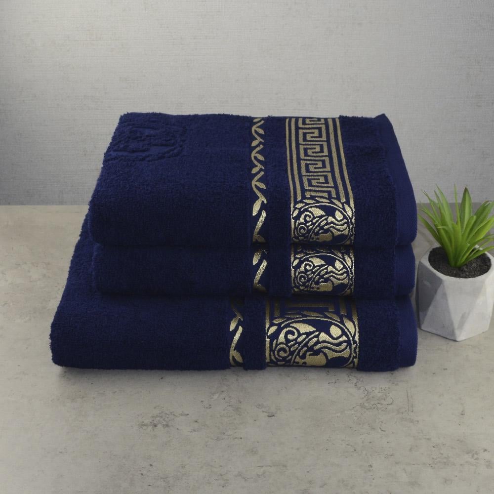 Комплект махровых полотенец GM Textile Caesar 3 шт Темно-Синий