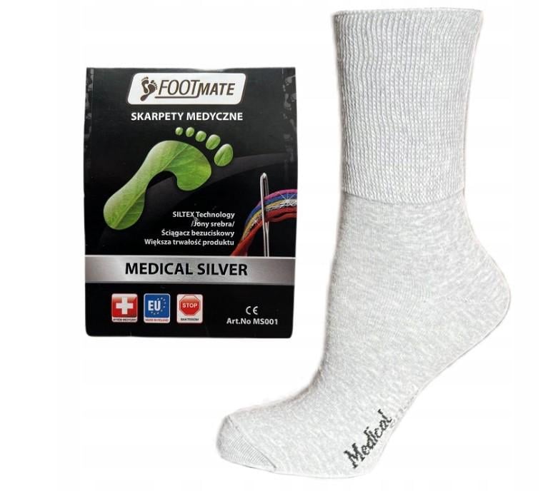 Шкарпетки діабетичні Footmate Medical Silver зі сріблом L Сірий (MS001_S4244)