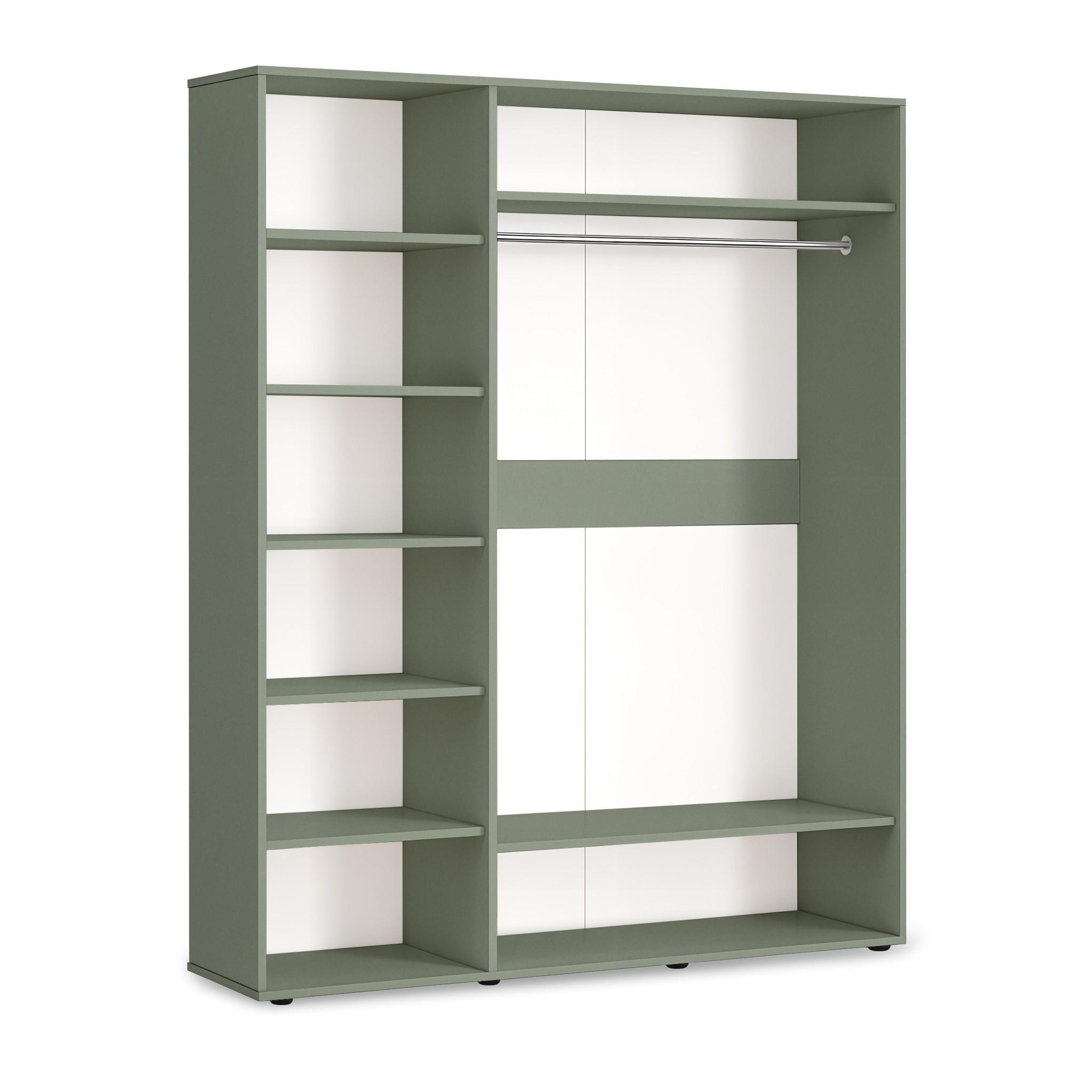 Шафа зі штангою та полицями ST-0027 1800х520х2200 мм Зелений Димчастий - фото 2 Шафа зі штангою та полицями ST-0027 1800х520х2200 мм Зелений Димчастий - фото 2