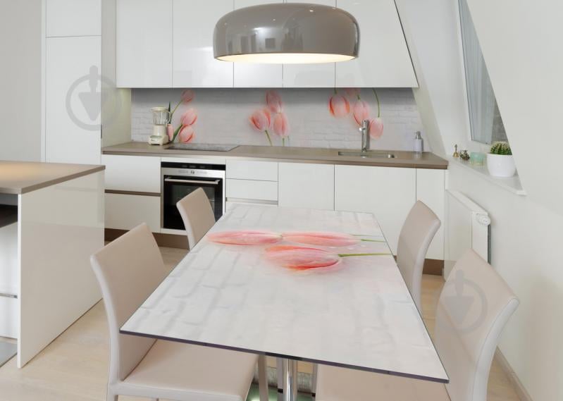 Наклейка 3Д виниловая на стол Zatarga «Поцелуй тюльпанов» 650х1200 мм для домов, квартир, столов, кофейн, кафе Наклейка 3Д виниловая на стол Zatarga «Поцелуй тюльпанов» 650х1200 мм для домов, квартир, столов, кофейн, кафе